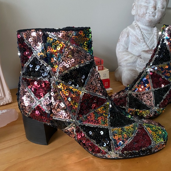 I Love Billy Nellie Black Multi Tri Sequin Size 9 (40) - Picture 2 of 10